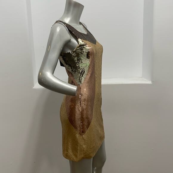 Sheri Bodell Sequined Gold Brown Cocktail Mini Dress Size S BNWT - Picture 4 of 15